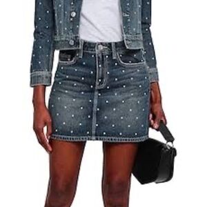 Current Elliot The Five Pocket Mini studded denim mini skirt size 28